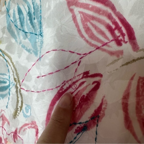 Koret Floral Blouse Shirt Button Dainty Cottagecore Coastal Embroidered Boho PL - Picture 4 of 10